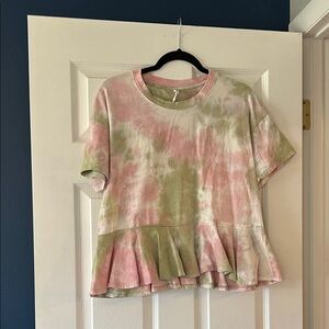 Wishlist Pink and Green Tie-Dye Top